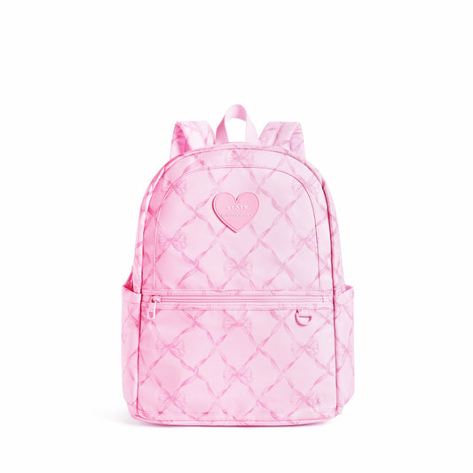 STATE x LoveShackFancy Kane Double Pocket Backpack Recycled Polyester Canvas Pink Peppermint