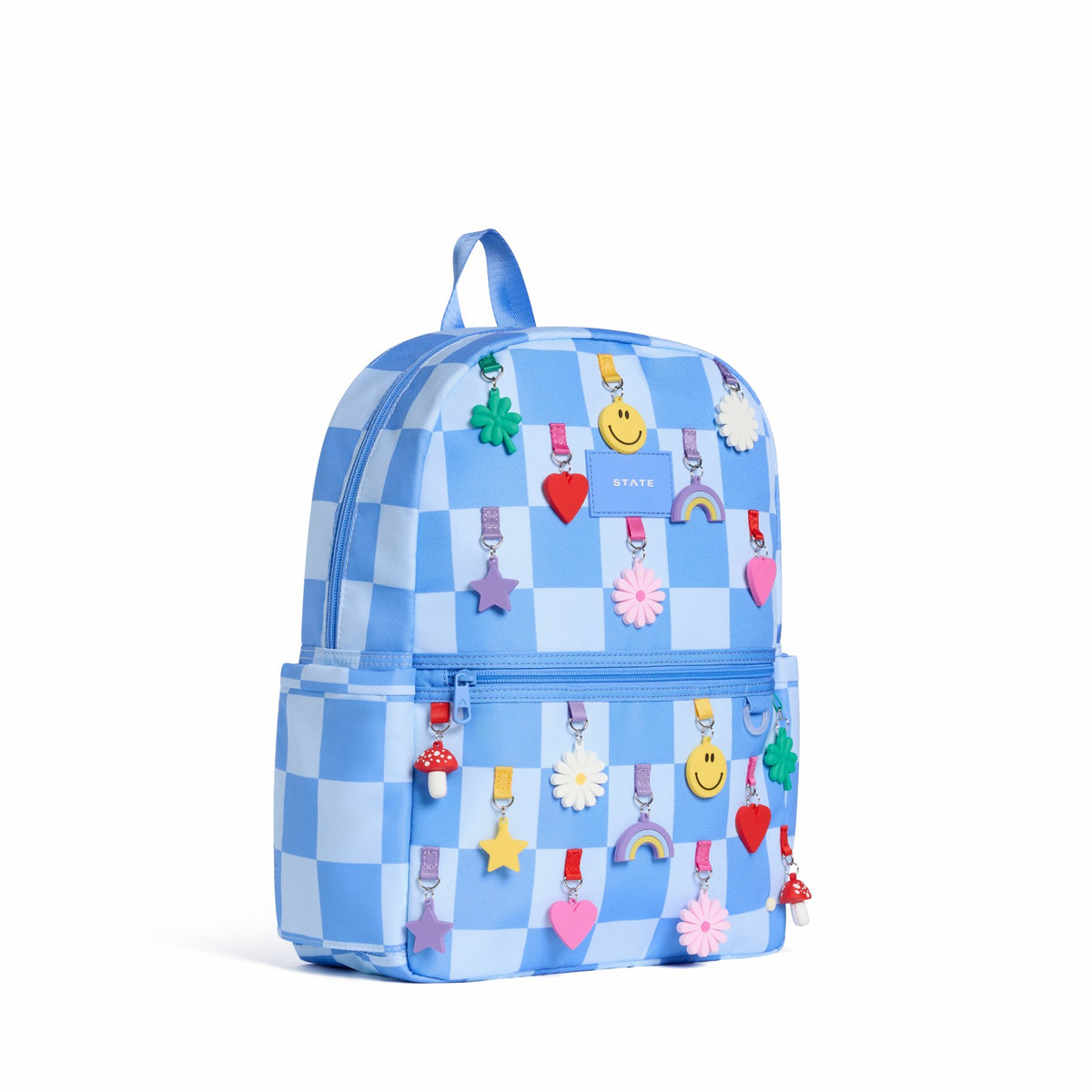 Kane Kids Travel Backpack Charms Blue Checkerboard