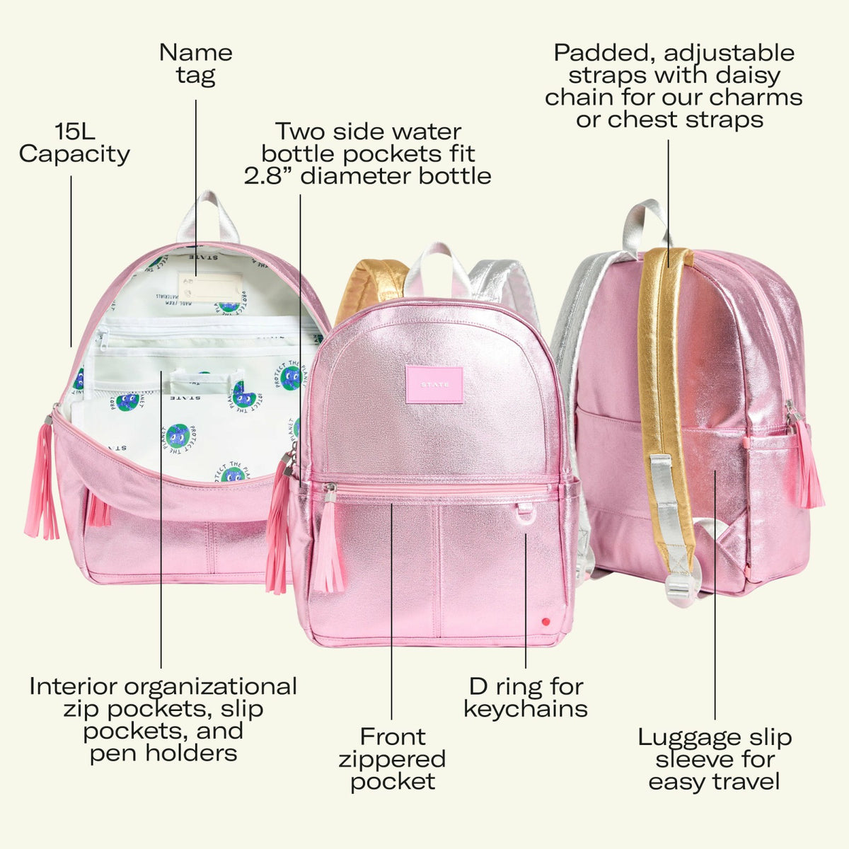 STATE x Barbie Kane Kids Backpack Barbie Sequin Patchwork