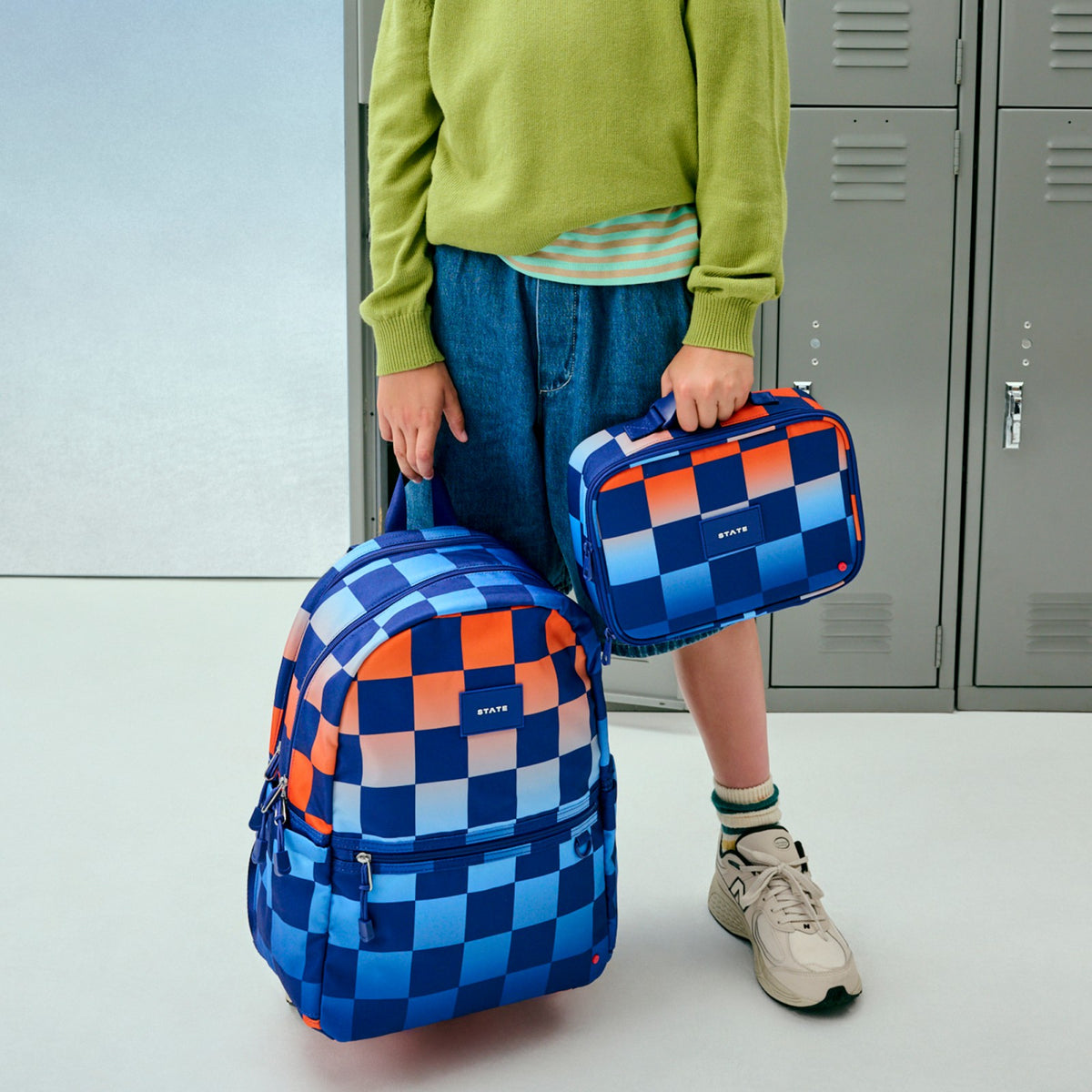 Kane Double Pocket Backpack Recycled Polycanvas Gradient Checkerboard