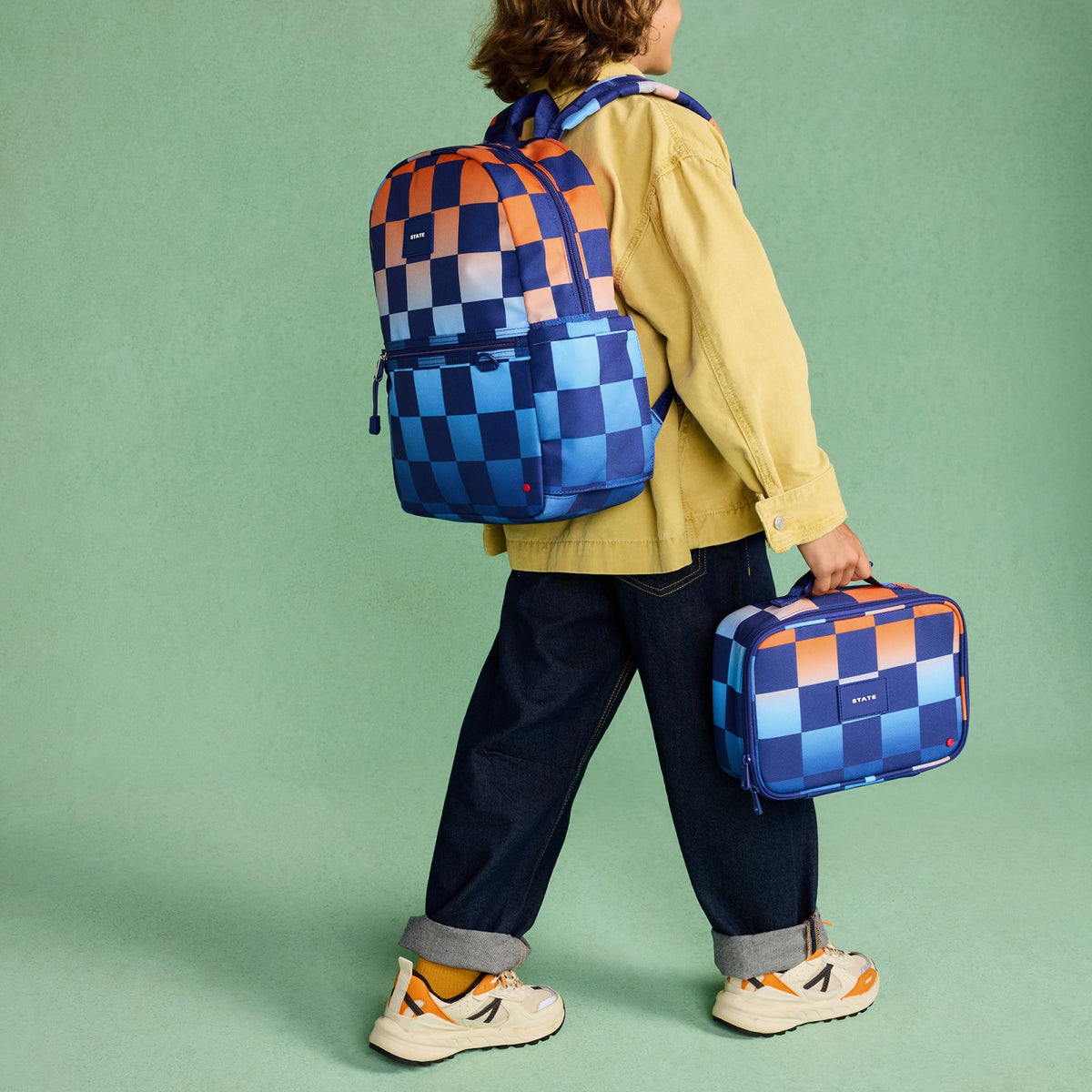 Kane Kids Travel Backpack Printed Canvas Gradient Checkerboard