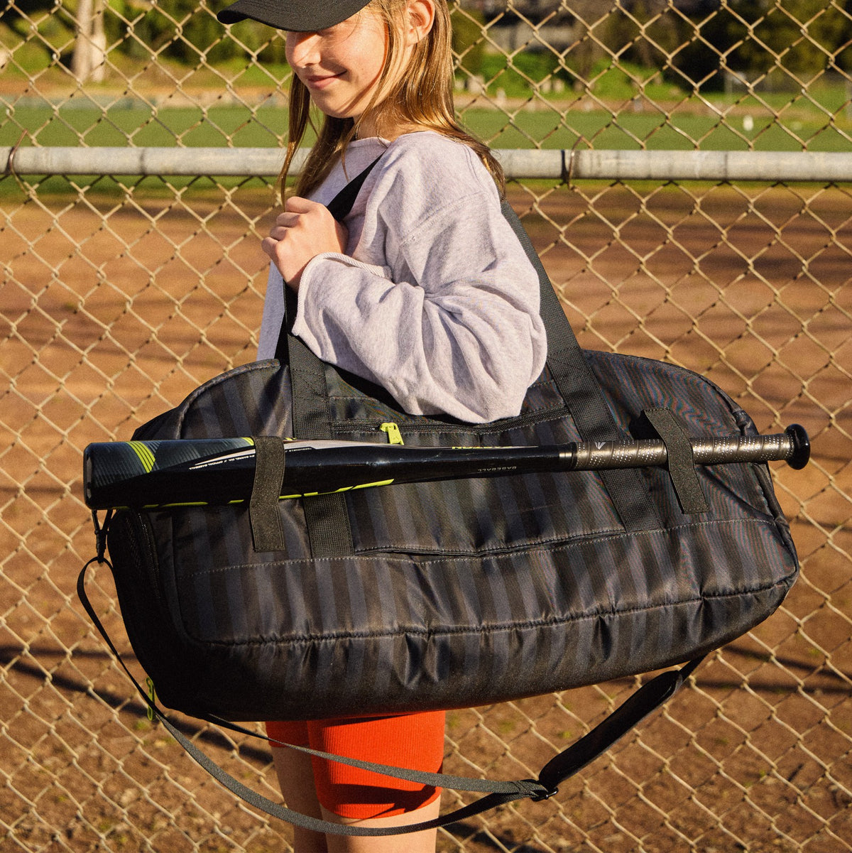 Fenway Sports Duffle Black Grey Striped