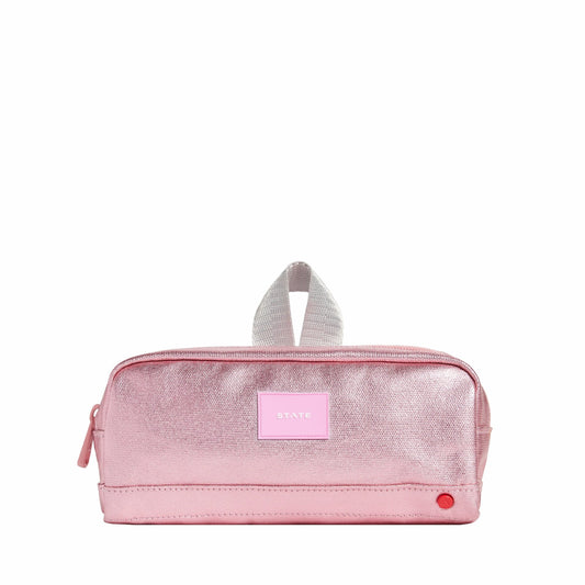 Clinton Pencil Case Metallic Pink/Silver