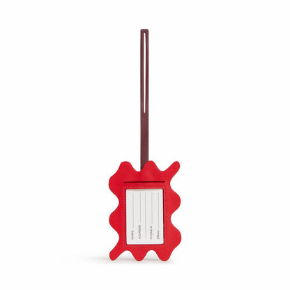 Squiggly Luggage Tag Vegan Leather Burgundy