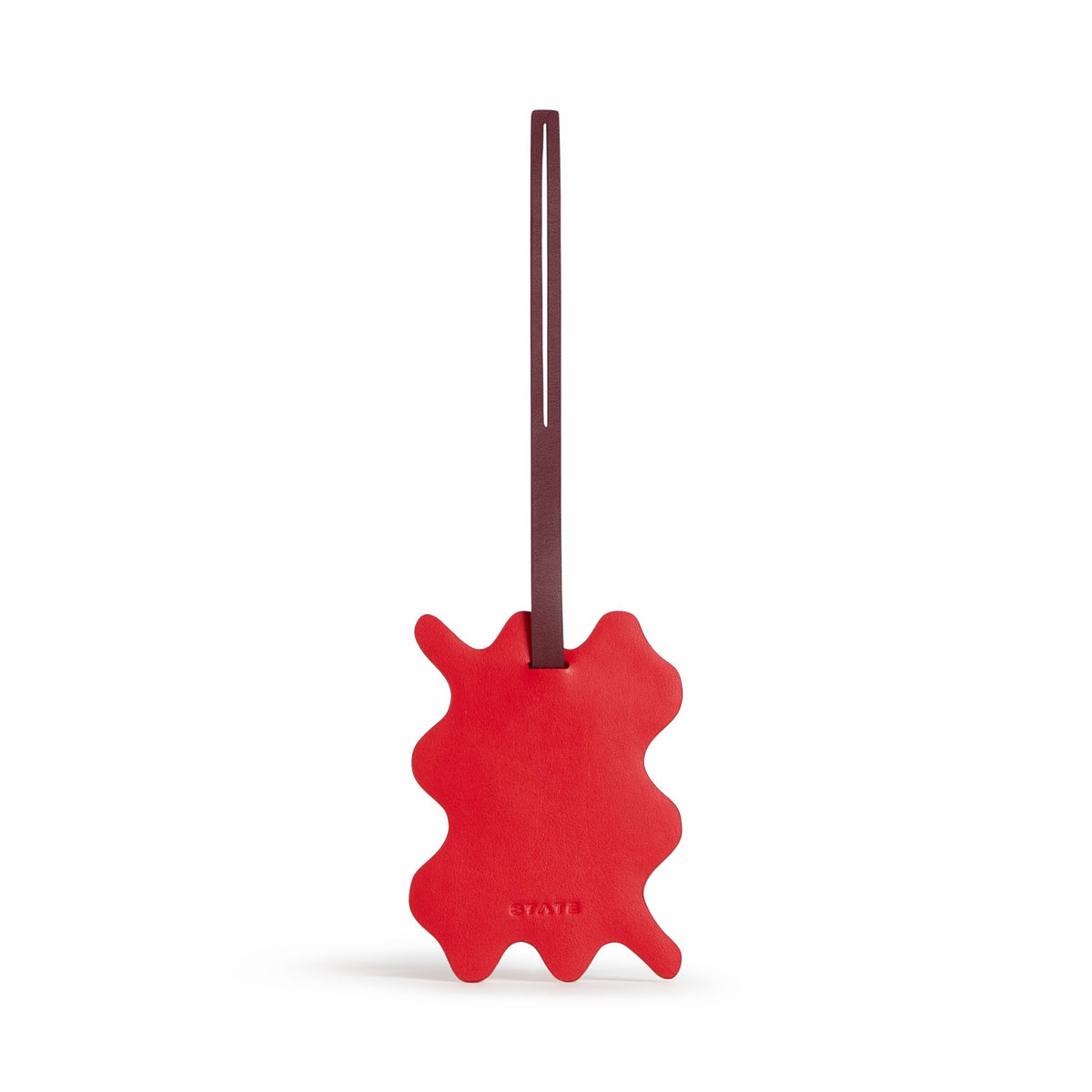 Squiggly Luggage Tag Vegan Leather Burgundy