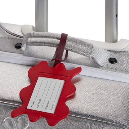 Squiggly Luggage Tag Vegan Leather Burgundy