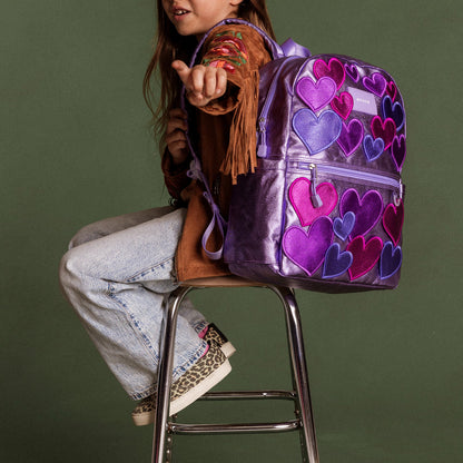 Kane Kids Travel Backpack Metallic 3D Hearts