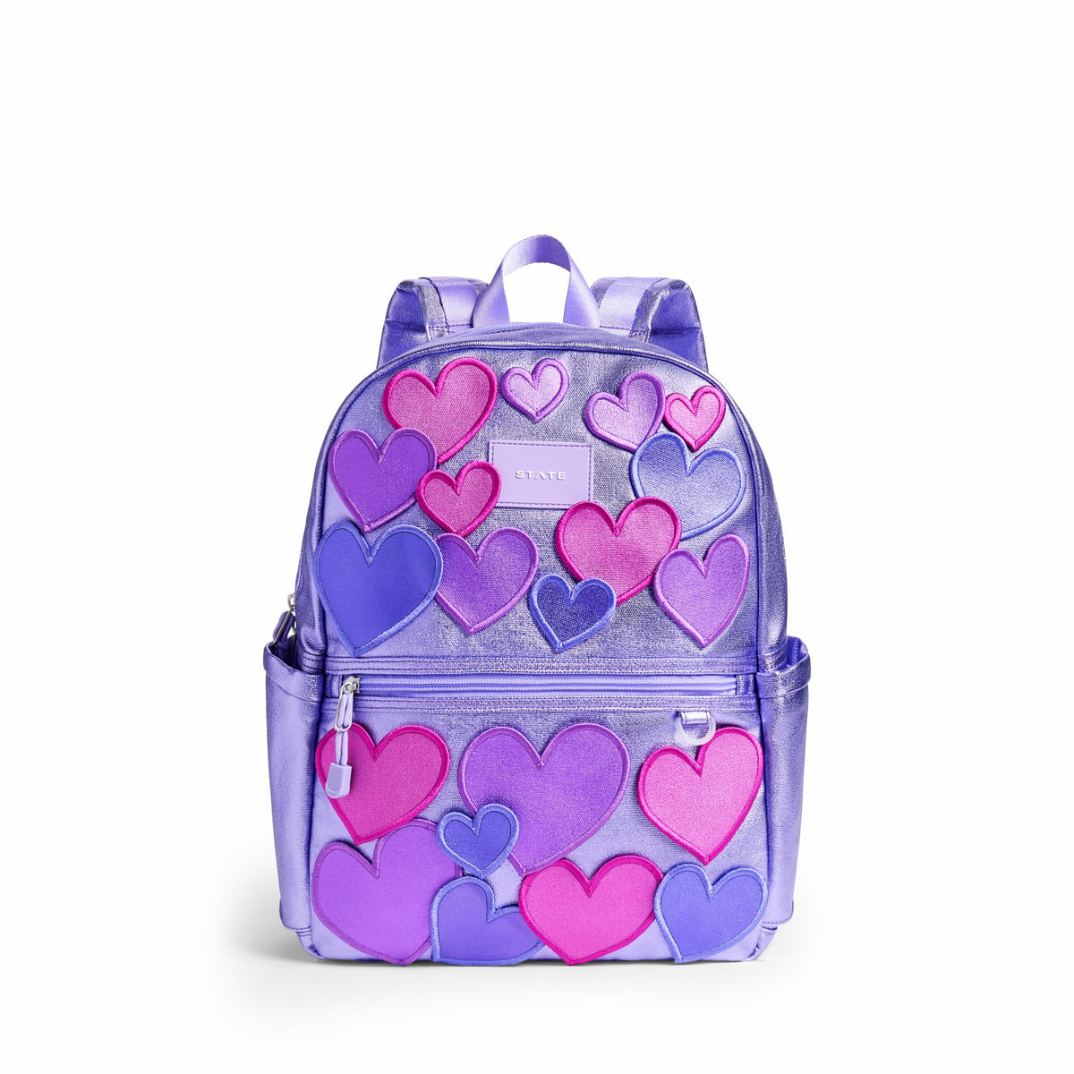 Kane Double Pocket Backpack Metallic 3D Hearts
