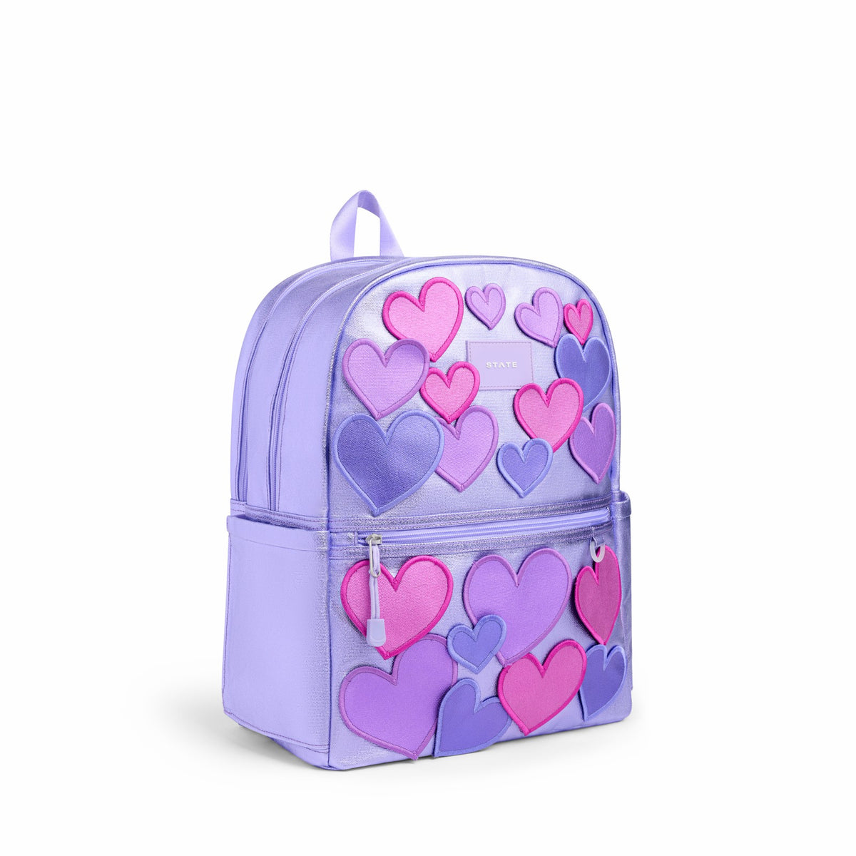 Kane Double Pocket Backpack Metallic 3D Hearts