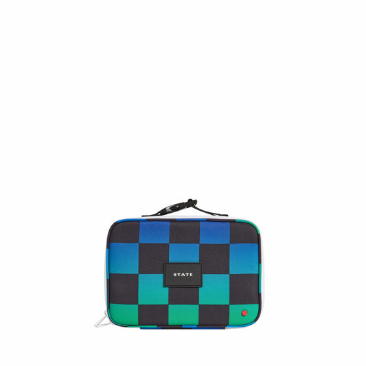 STATE Bags Rodgers Lunch Box Recycled Poly Canvas Blue Checkerboard
