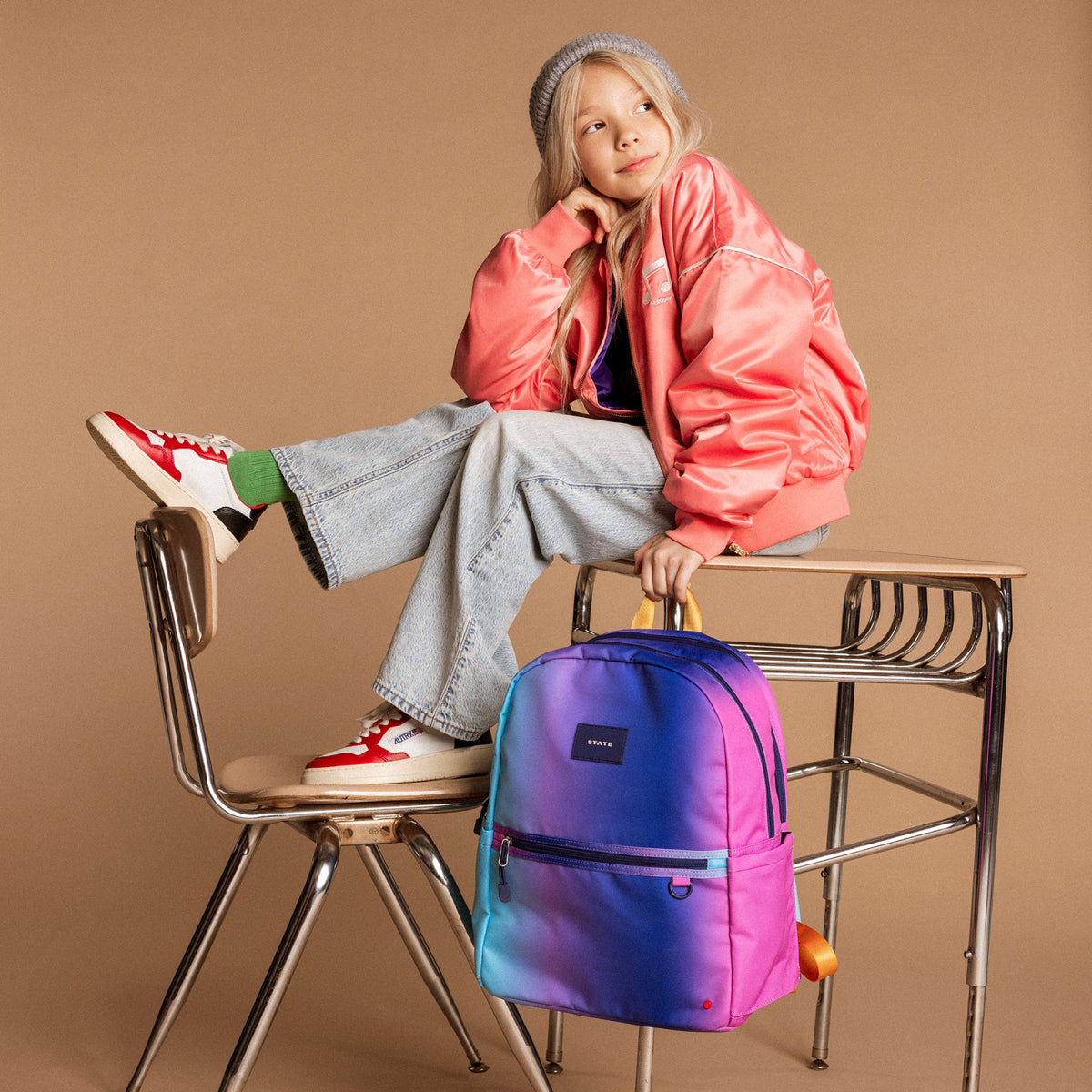 Kane Kids Double Pocket Recycled Polyester Canvas Blue Pink Gradient