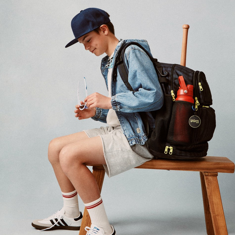 Shea Baseball Backpack Black Grey Striped