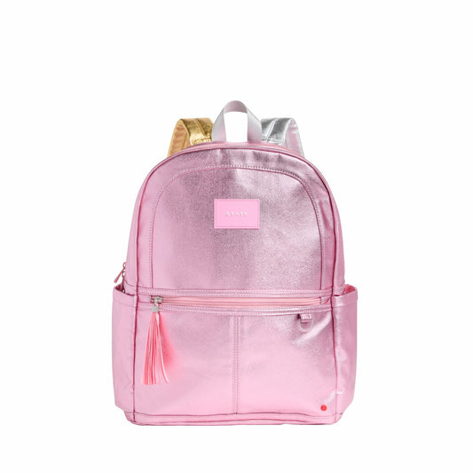 Kane Kids Double Pocket Backpack Metallic Pink/Silver