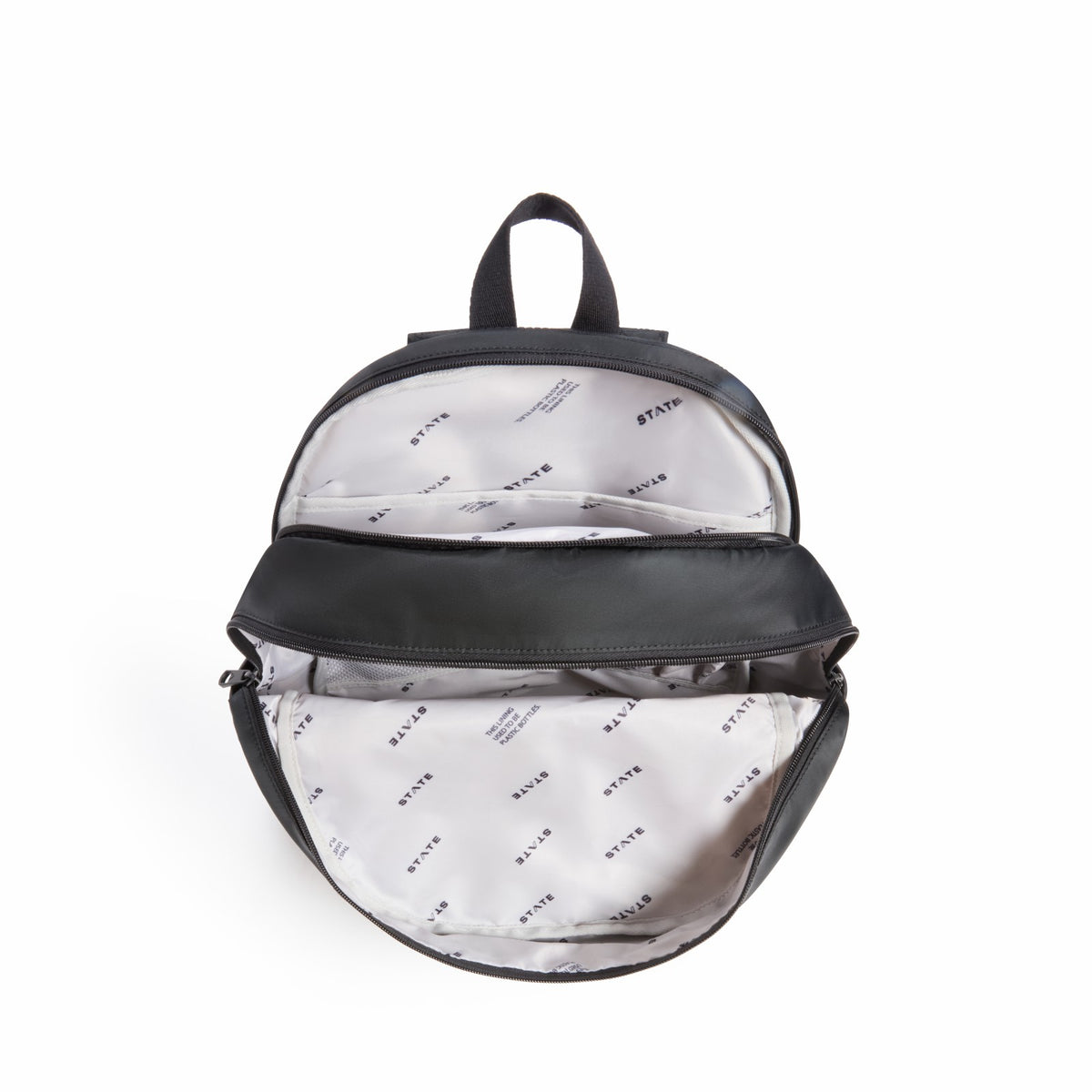 Evans Double Pocket Backpack Recycled Nylon Black