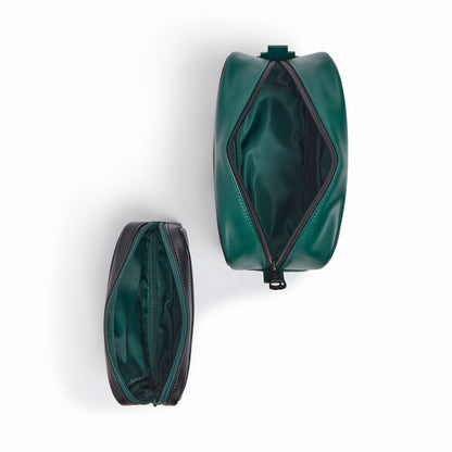 Travel Pouch Set of Two Vegan Leather Olive