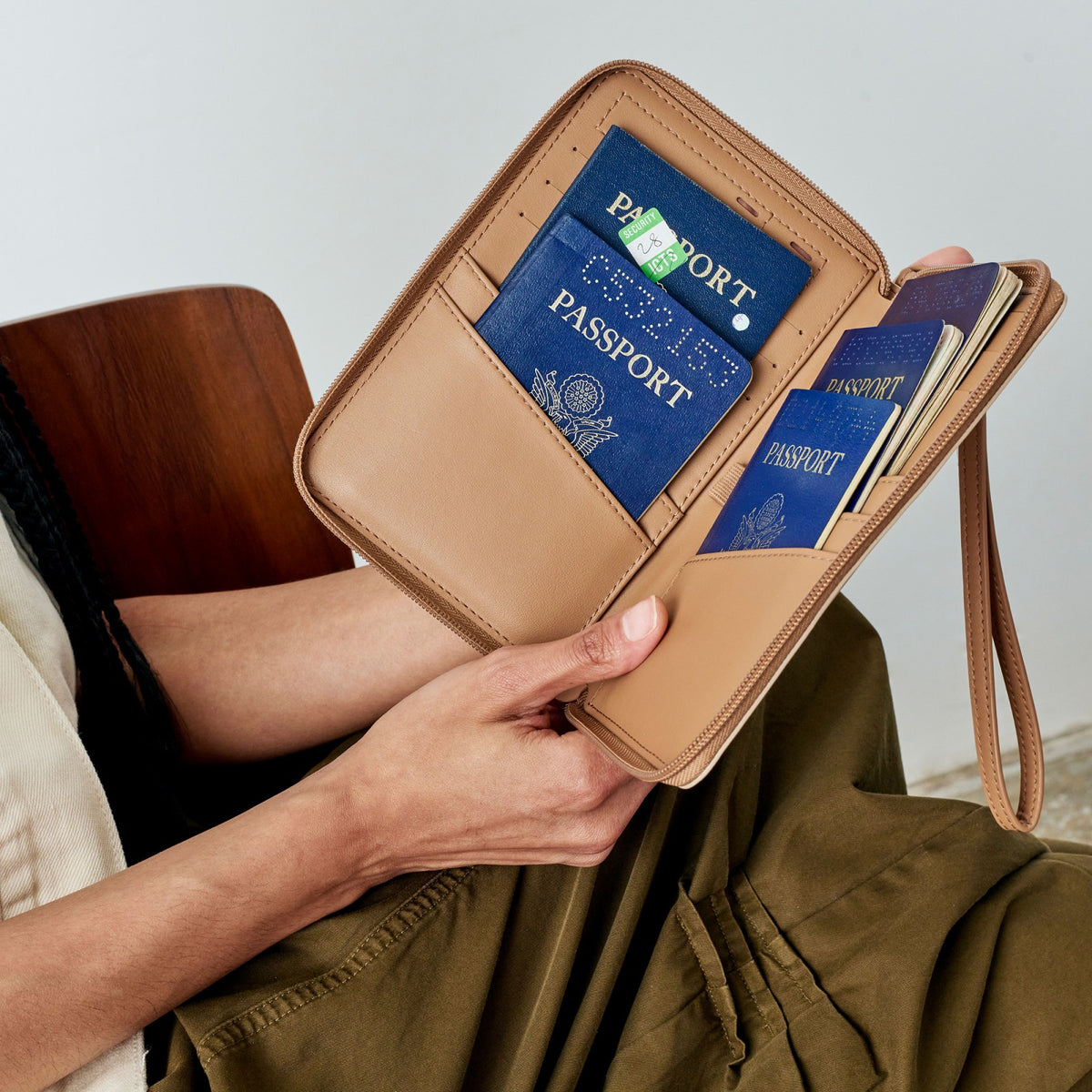 Passport Holder Vegan Leather Brown