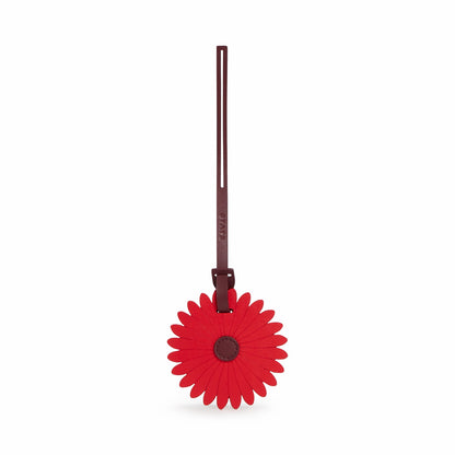 Flower Luggage Tag Vegan Leather Burgundy