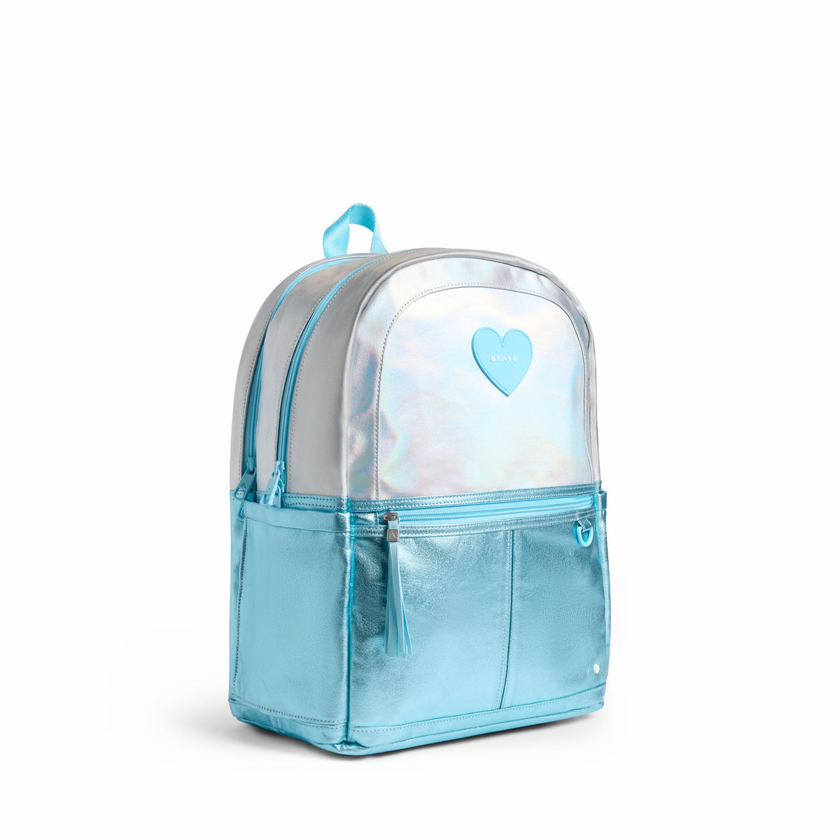 Kane Double Pocket Backpack Metallic Blue Irisdescent