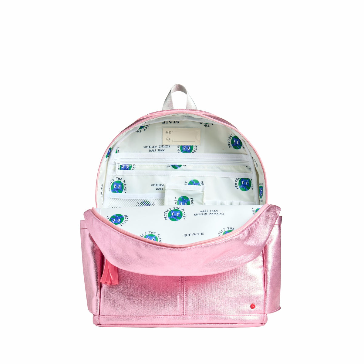 Kane Double Pocket Backpack Metallic Blue Irisdescent