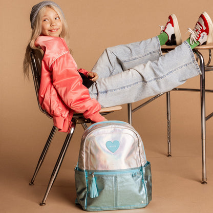 Kane Double Pocket Backpack Metallic Blue Irisdescent