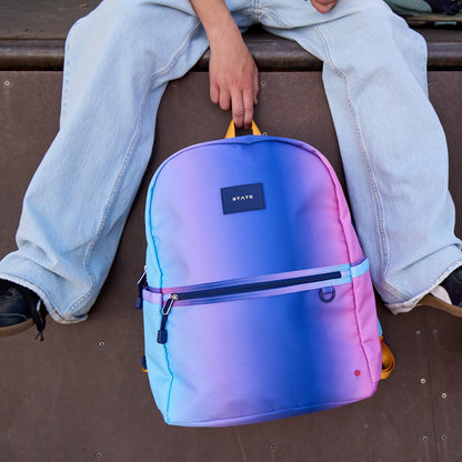 Kane Kids Large Backpack Recycled Poly Canvas Blue/Pink Gradient
