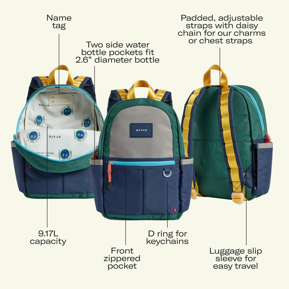 Kane Kids Mini Backpack Recycled Polycanvas Dino Fossils