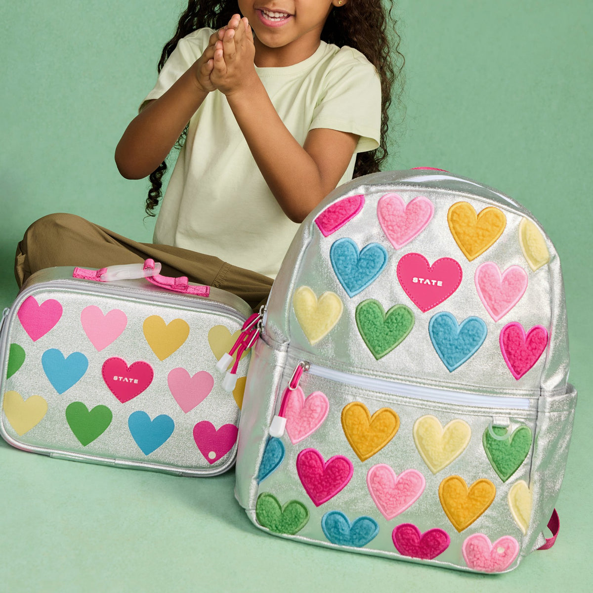 Kane Kids Metallic Happy Fuzzy Hearts