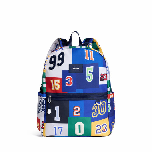 Kane Double Pocket Backpack Recycled Poly Canvas Varsity Numbers