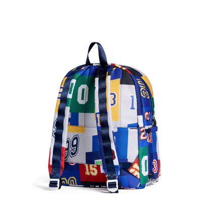 Kane Double Pocket Backpack Recycled Poly Canvas Varsity Numbers