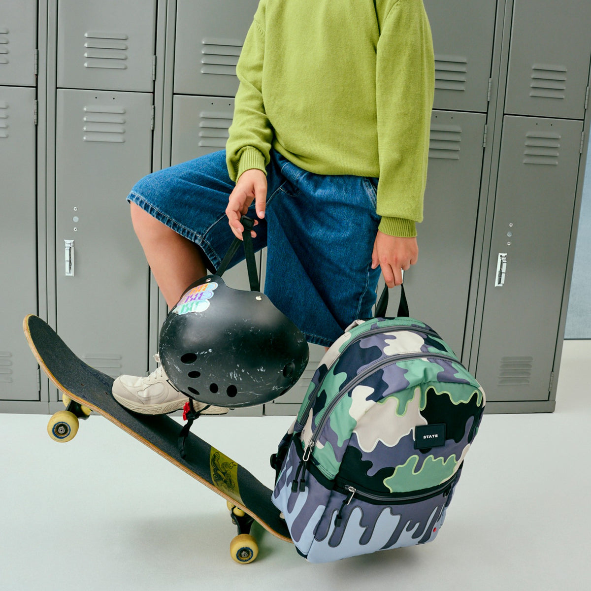 Kane Kids Double Pocket Backpack Printed Canvas Camo Drip
